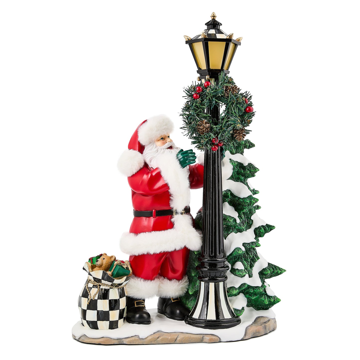 Santa by Lamp Post Illuminated Figure