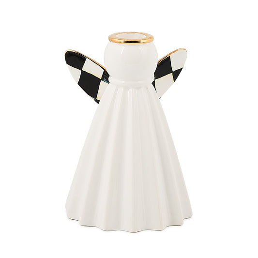 Courtly Noel Short Ceramic Angel Candle Holder