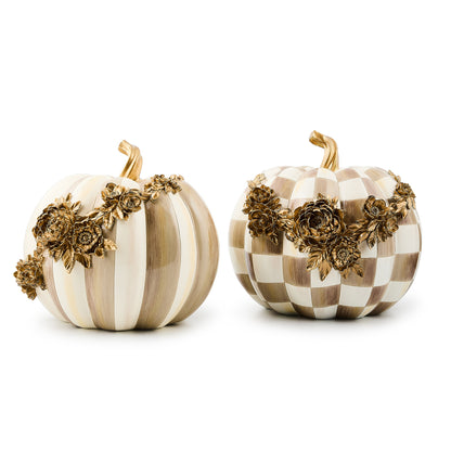 Mocha Check Floral Garland Pumpkin