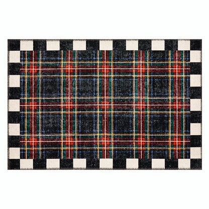 Stewart Tartan Black 2¡ä x 3¡ä Washable Rug