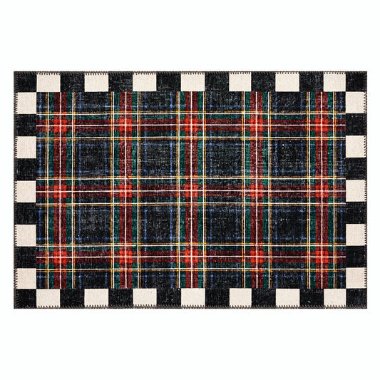 Stewart Tartan Black 2¡ä x 3¡ä Washable Rug