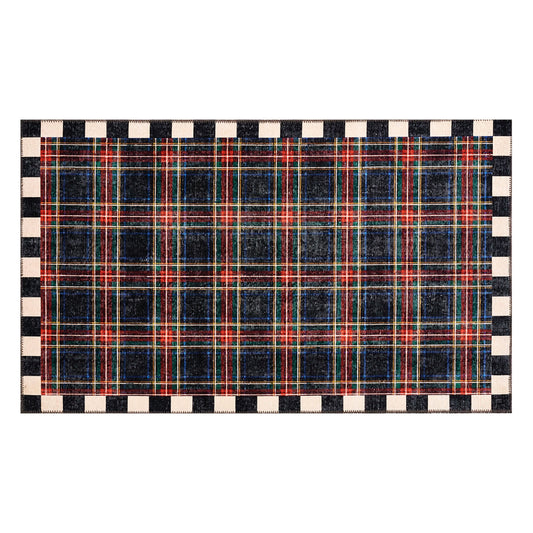 Stewart Tartan Black 3¡ä x 5¡ä Washable Rug