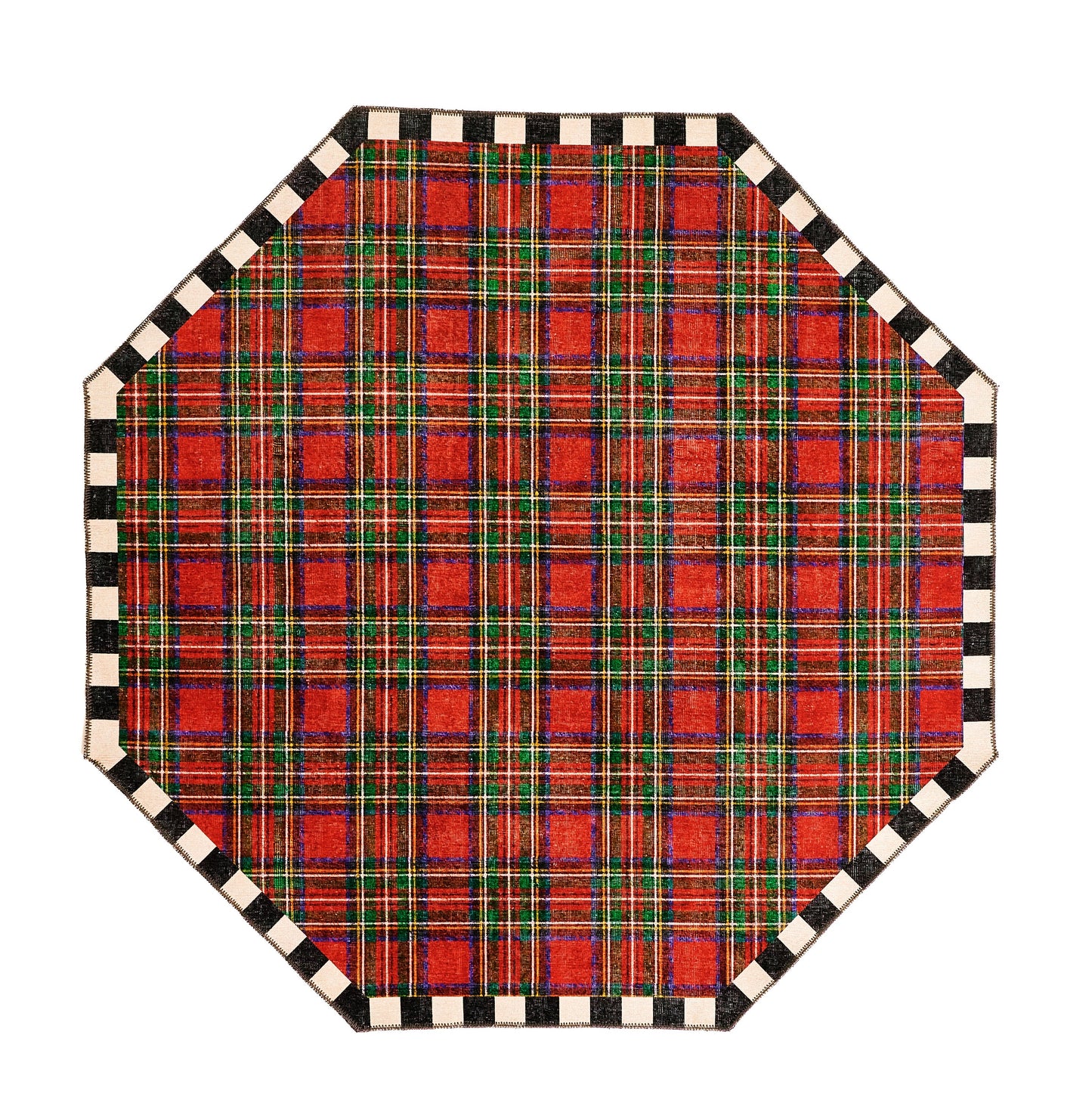 Royal Stewart Tartan Red 6¡ä Octagon Washable Rug