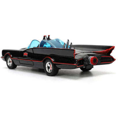 1966 Batmobile w/Batman, Robin Penguin & Joker Figures 1:24 Scale Diecast Model Car by Jada Toys