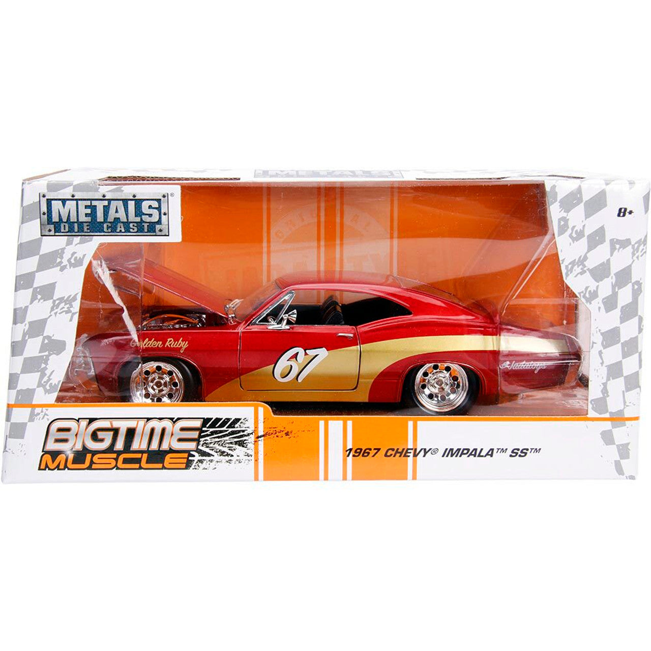 1967 Chevy Impala 2-Door #67 Golden Ruby 1:24 Scale Diecast Model Car by Jada Toys