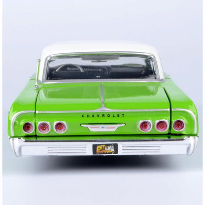 1964 Chevy Impala Low Rider - Metallic Light Green with White Top 1:24 Scale Diecast Model Car by Motormax
