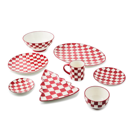 Cherry Check Appetizer Plates, Set of 4