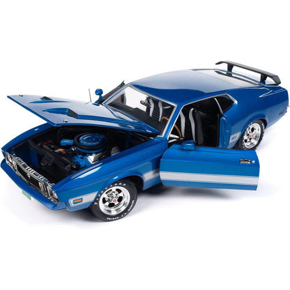 1973 Ford Mustang Mach 1 (Class of 1973) - Blue Glow 1:18 Scale Diecast Model Car by American Muscle - Ertl