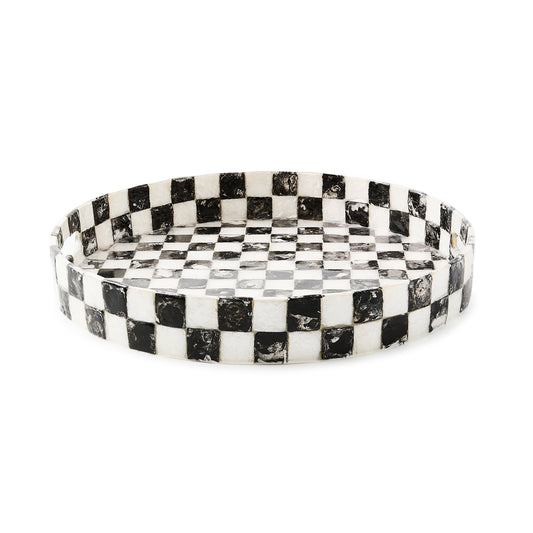 Courtly Check Capiz Round Tray