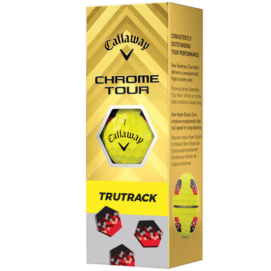 Chrome Tour TruTrack Golf Balls - Yellow - 3 Sleeve