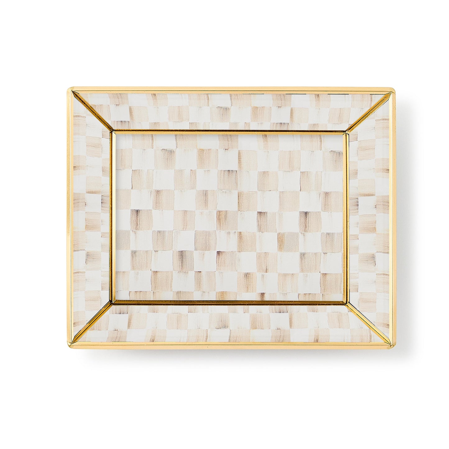 Mocha Check Small Glass Vanity Tray
