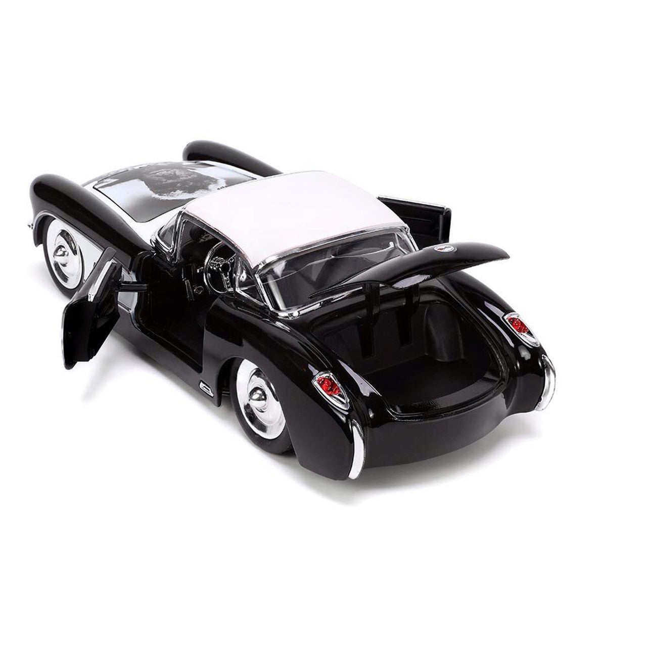 1957 Chevy Corvette with Universal The Wolfman Figure 1:24 Scale Diecast Model Car by Jada Toys