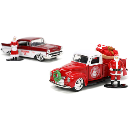 Santa & Mrs. Clause 1940 Ford Pickup and 1957 | Jada Toys 1:32 Scale Diecast Model Truck by Jada Toys