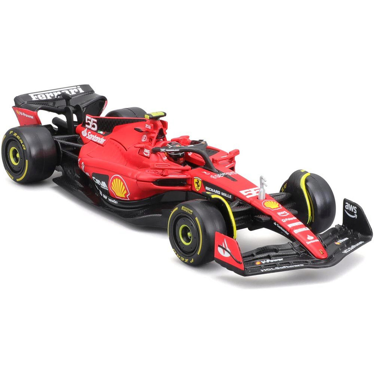 2023 SFR Ferrari Team Race Car w/driver - Sainz #55 1:43 Scale Diecast Model Car by Bburago