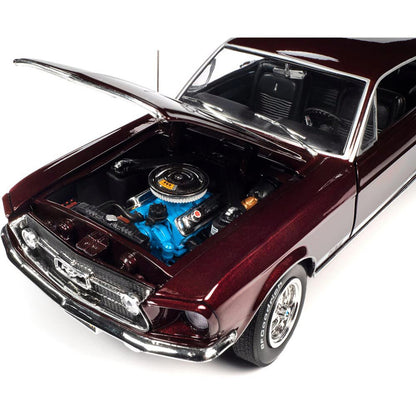 1967 Ford Mustang 2+2 GT - Code X Vintage Burgundy 1:18 Scale Diecast Model Car by American Muscle - Ertl