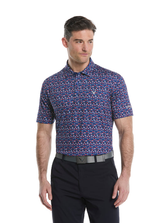 Mens Americana Print Polo