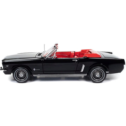 1964.5 Ford Mustang Convertible - Raven Black 1:18 Scale Diecast Model Car by American Muscle - Ertl