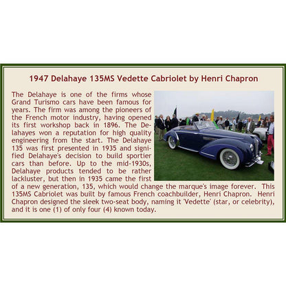 1947 Delahaye 135M Vedette cabriolet by Henri Chapron - Blue 1:43 Scale Cast Resin Model Car by Esval Models