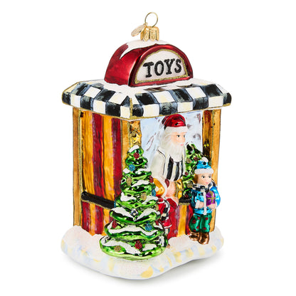 Santa¡¯s Toy Store Glass Ornament