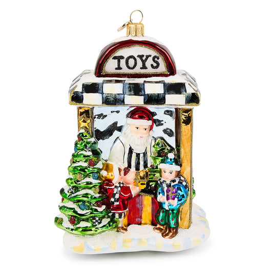 Santa¡¯s Toy Store Glass Ornament