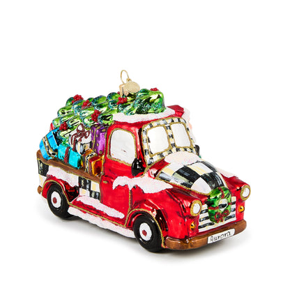 Santa¡¯s Hitting the Road Glass Ornament