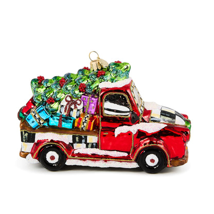 Santa¡¯s Hitting the Road Glass Ornament