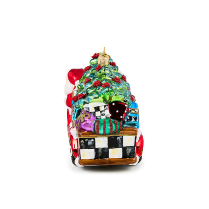 Santa¡¯s Hitting the Road Glass Ornament