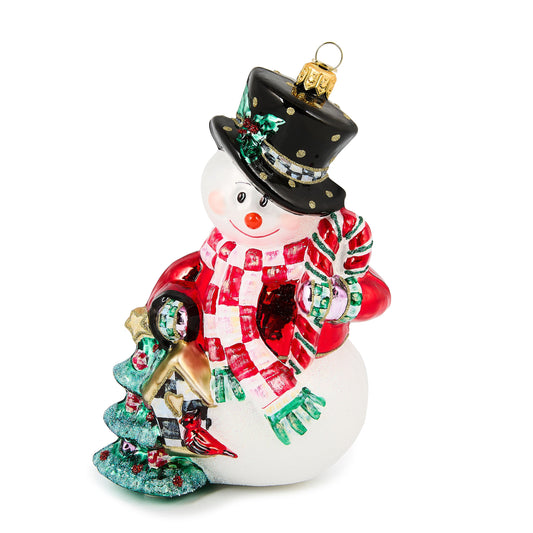 Check It Out Snowman Glass Ornament