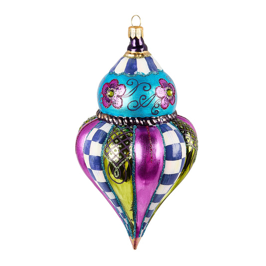 Floral Fluted Drop Glass Ornament