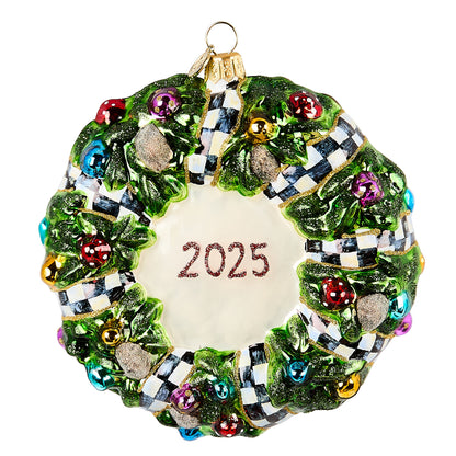 2025 Here Comes Black Santa Wreath Glass Ornament