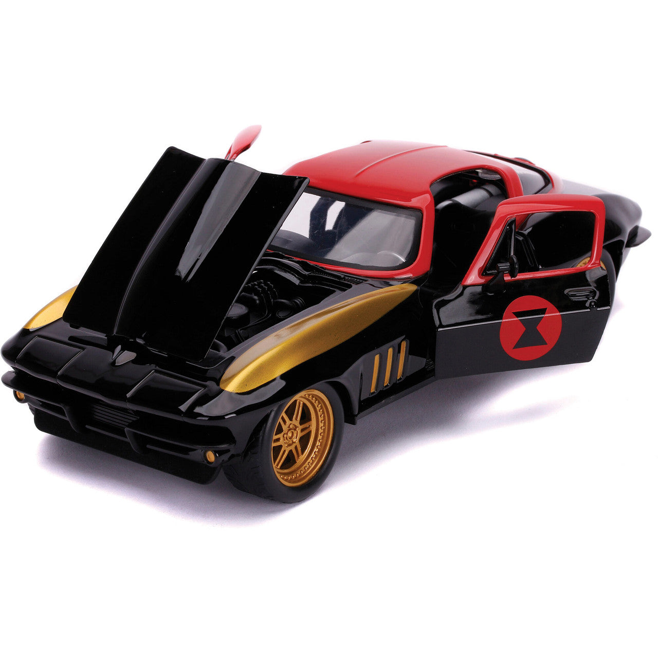1966 Corvette with Black Widow Figure 1:24 Scale Diecast Model Car by Jada Toys