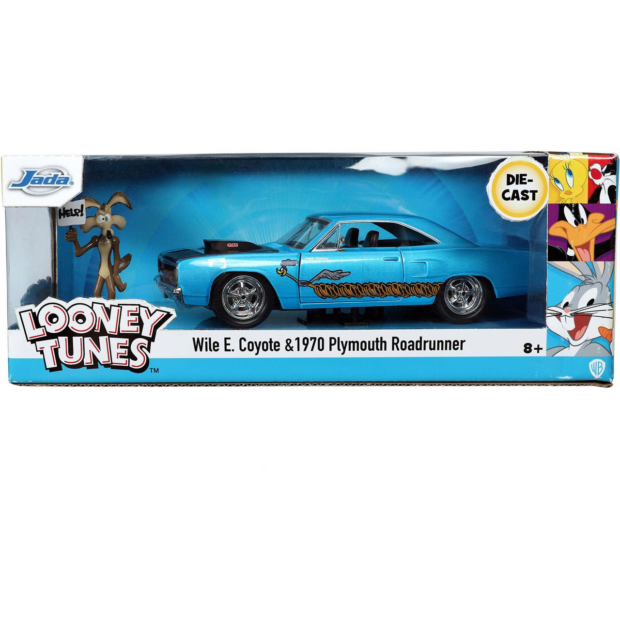 1970 Plymouth Road Runner & Wile E. Coyote Figure 1:24 Scale Diecast Model Car by Jada Toys