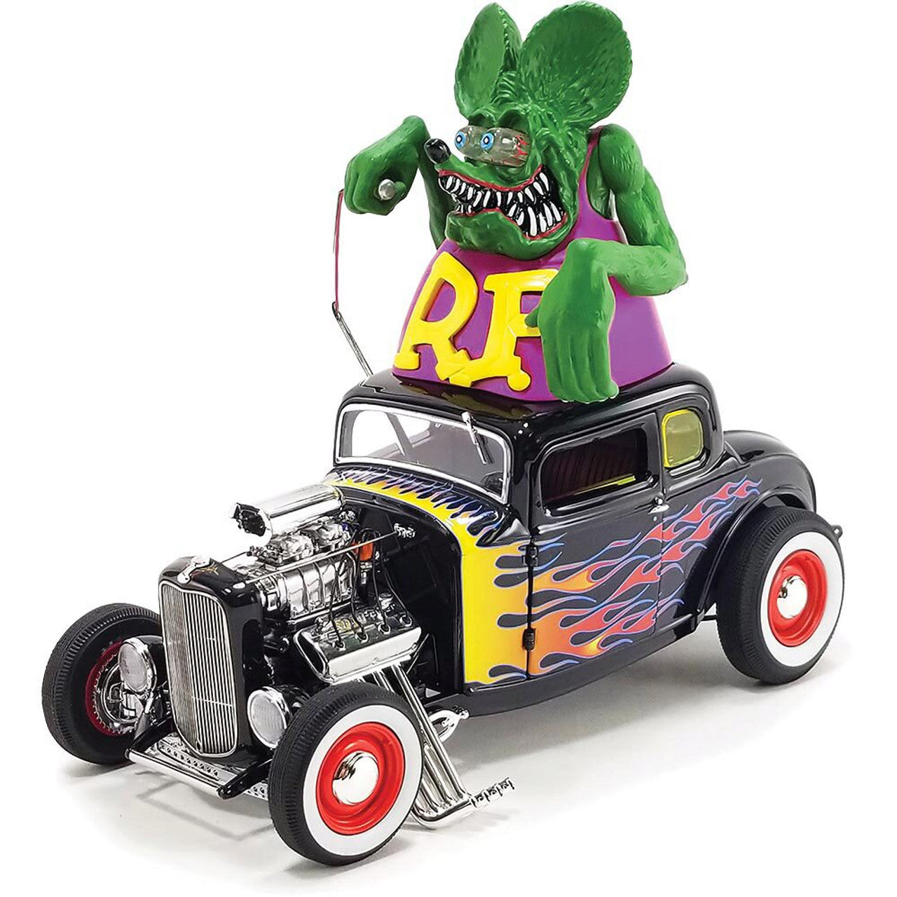 1932 Ford Blown 5 Window Coupe w/Rat Fink figure 1:18 Scale Diecast Model Car by Acme