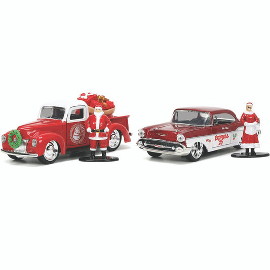 Santa & Mrs. Clause 1940 Ford Pickup and 1957 | Jada Toys 1:32 Scale Diecast Model Truck by Jada Toys