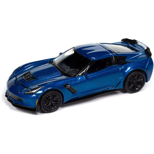 2019 Chevrolet Corvette Z06 with Z07 Performance Elkhart Lake Metallic 1:64 Scale Diecast Model Car by Auto World