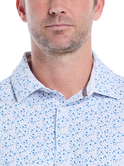Mens Confetti Print Golf Polo Shirt