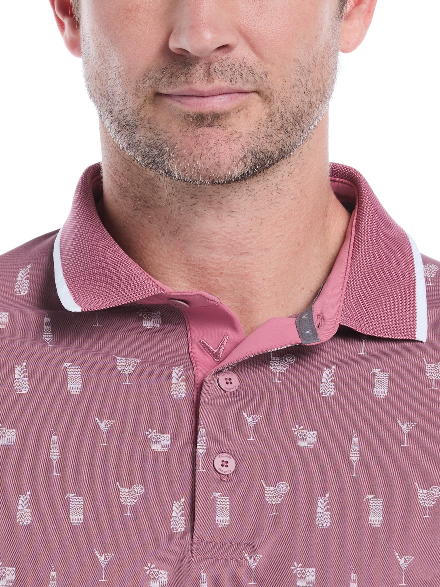 Mens Geo Cocktail Print Golf Polo
