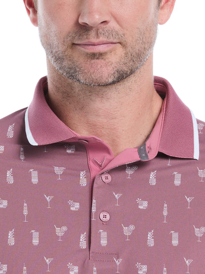 Mens Geo Cocktail Print Golf Polo