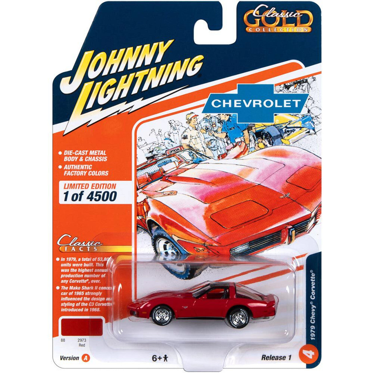 1979 Chevrolet Corvette - Red 1:64 Scale Diecast Model Car by Johnny Lightning