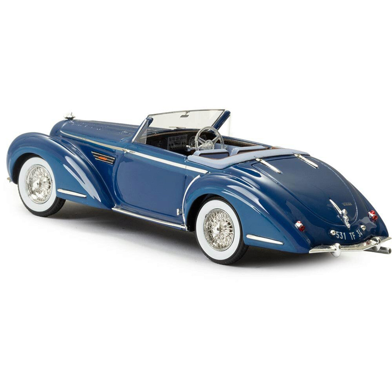 1947 Delahaye 135M Vedette cabriolet by Henri Chapron - Blue 1:43 Scale Cast Resin Model Car by Esval Models