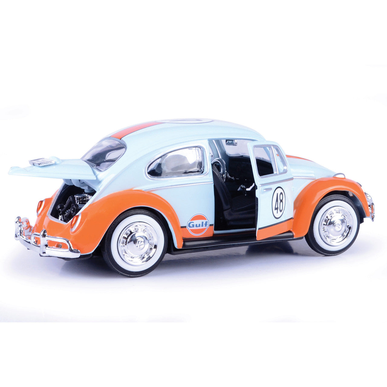 1966 Volkswagen Beetle with Gulf Livery 1:24 Scale Diecast Model Car by Motormax