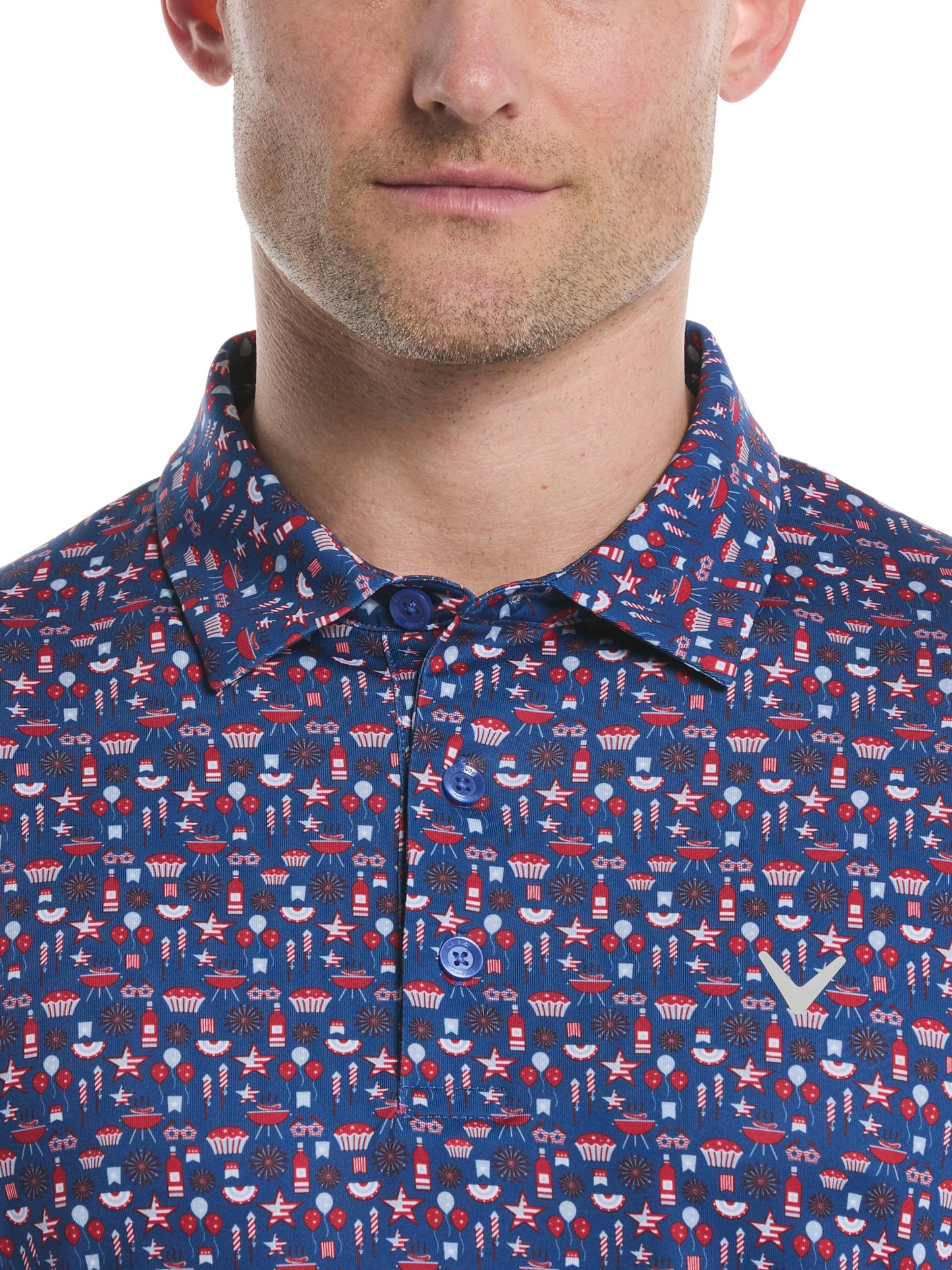 Mens Americana Print Polo