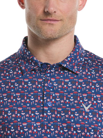 Mens Americana Print Polo