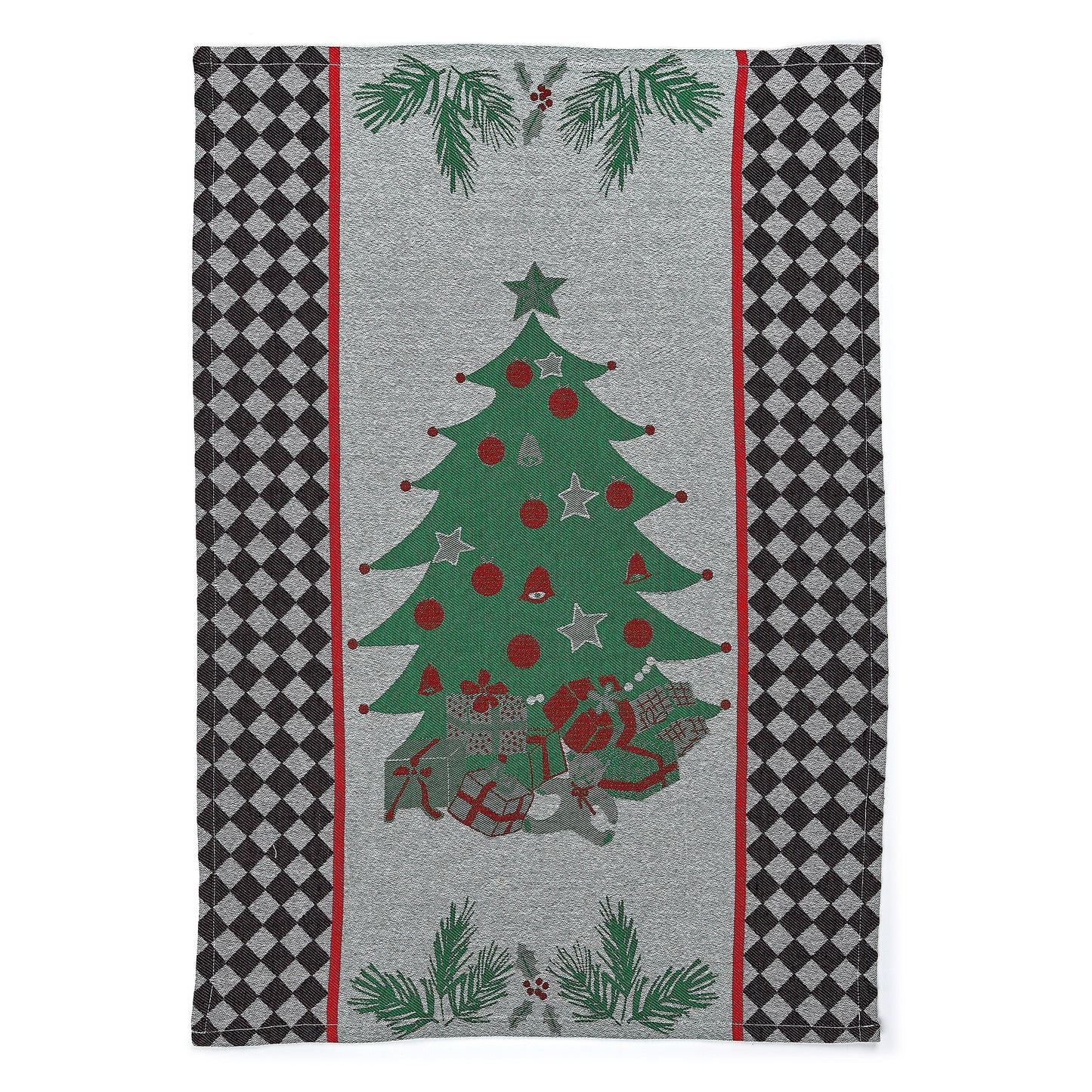 Holly & Holiday Tree Jacquard Dish Towels, Set of 2