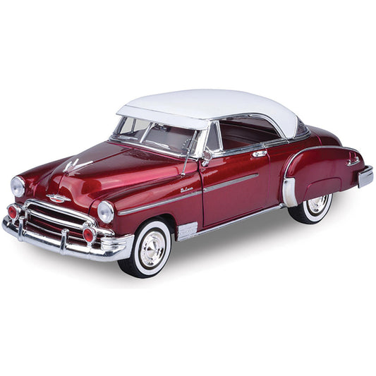 1950 Chevy Bel Air-Metallic Red w/ White Top 1:18 Scale Diecast Model Car by Motormax