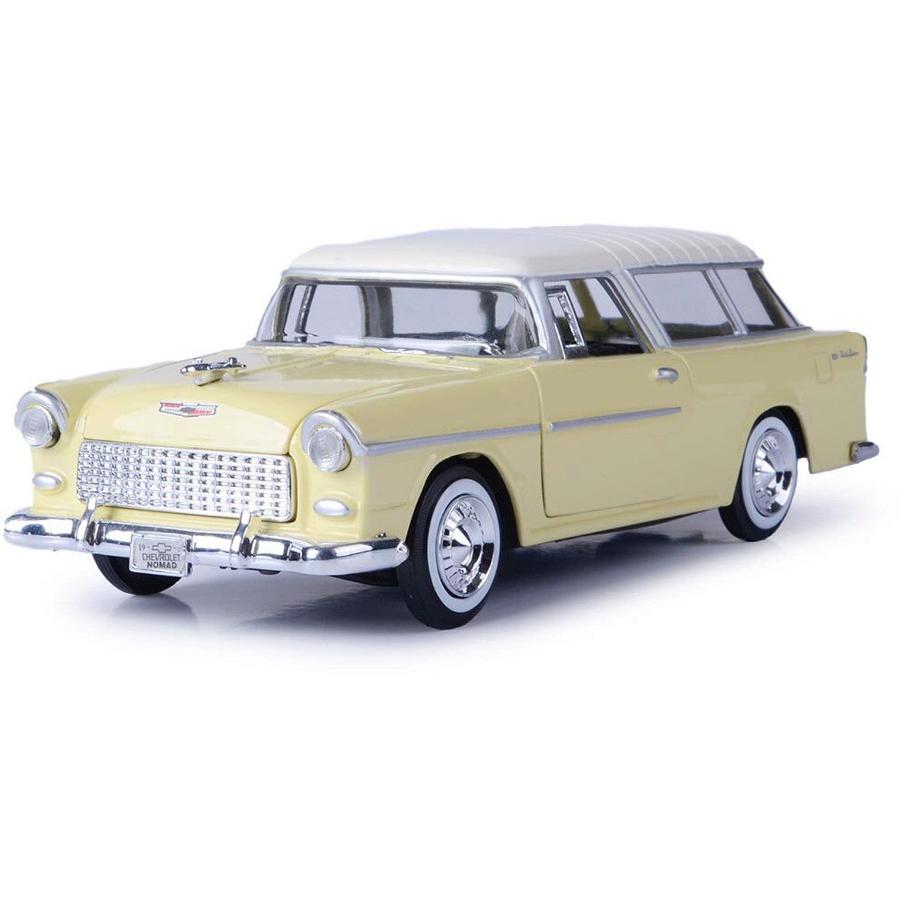 1955 Chevy Bel Air Nomad - Yellow 1:24 Scale Diecast Model Car by Motormax