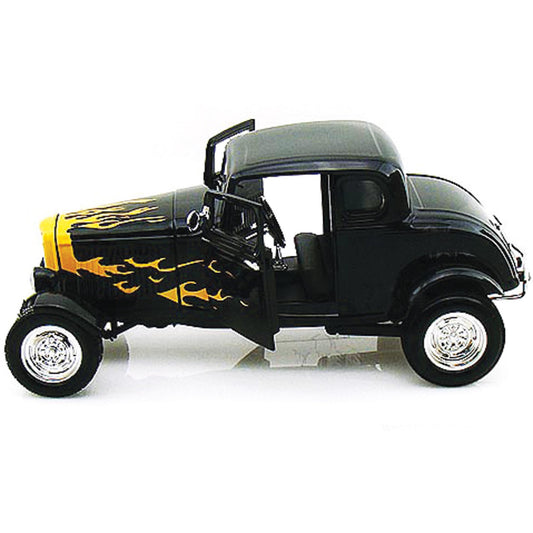 1932 Ford Hot Rod - Black Flames 1:18 Scale Diecast Model by Motormax