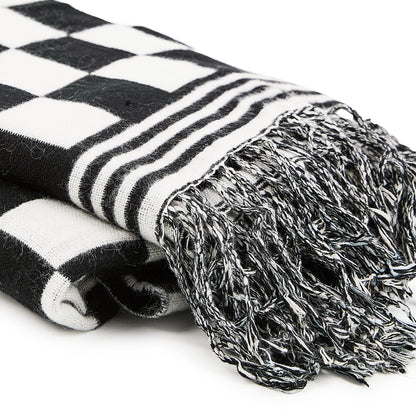Black &amp; White Check Throw