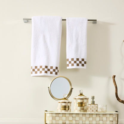 Bath Towel with Mocha Check Border