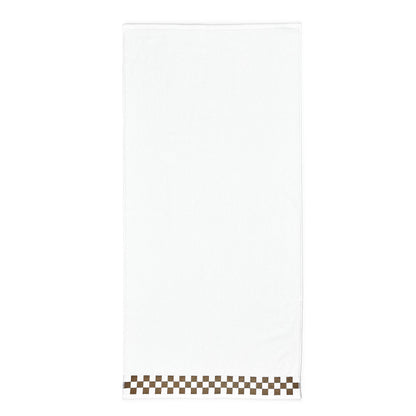 Bath Towel with Mocha Check Border